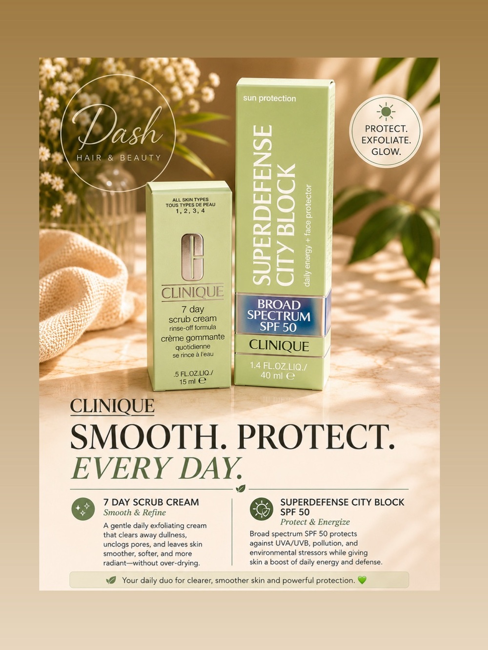 Clinique Superdefense City Block & 7 Day Scrub Cream - Light Green 2-pc bundle